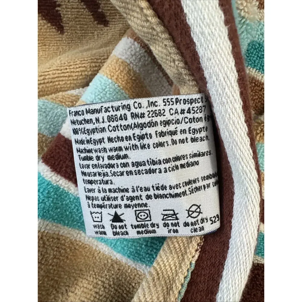 100% Egyptian Cotton VTG Franco XLarge Palm Beach Towel Thick Reversable